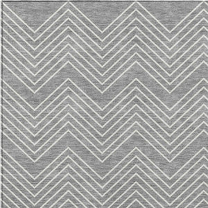 HomeRoots 8' X 10' Gray And Ivory Geometric Washable Area Rug - Stylish, Durable, Indoor/Outdoor Versatile Design 690096
