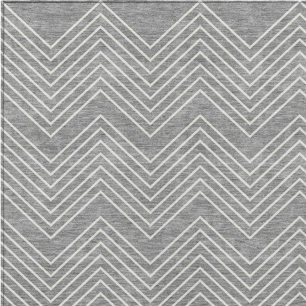 HomeRoots 8' X 10' Gray And Ivory Geometric Washable Area Rug - Stylish, Durable, Indoor/Outdoor Versatile Design 690096