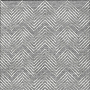 HomeRoots 9' X 12' Gray and Ivory Geometric Rug – Durable, Washable, Versatile for Indoor & Outdoor Spaces 690097