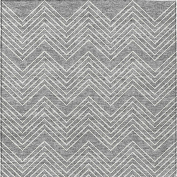 HomeRoots 10' Gray and Ivory Geometric Washable Area Rug for Indoor/Outdoor Use - Durable, Stylish, Easy Care! 690098
