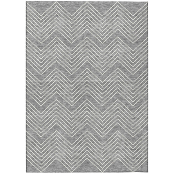 HomeRoots 10' Gray and Ivory Geometric Washable Area Rug for Indoor/Outdoor Use - Durable, Stylish, Easy Care! 690098
