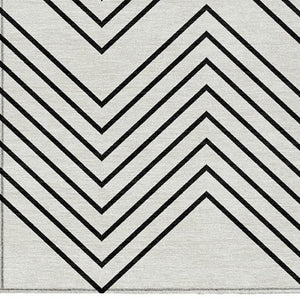 HomeRoots 5' X 8' Ivory and Black Geometric Area Rug - Washable, Stylish & Durable for Indoor/Outdoor Use! 690100