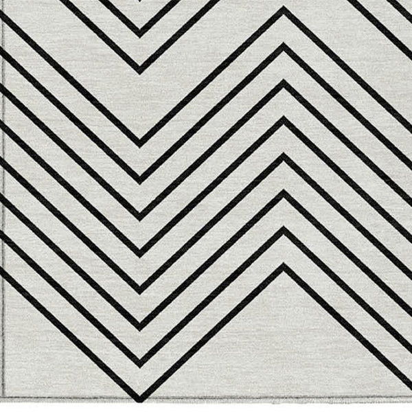 HomeRoots 5' X 8' Ivory and Black Geometric Area Rug - Washable, Stylish & Durable for Indoor/Outdoor Use! 690100