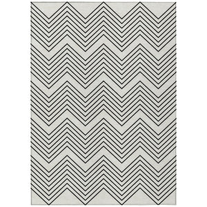HomeRoots 5' X 8' Ivory and Black Geometric Area Rug - Washable, Stylish & Durable for Indoor/Outdoor Use! 690100