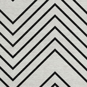 HomeRoots 8' Ivory and Black Round Geometric Area Rug - Washable, Durable, Stylish for Indoor & Outdoor Use 690101