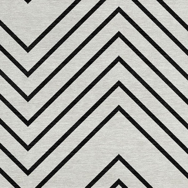 HomeRoots 8' Ivory and Black Round Geometric Area Rug - Washable, Durable, Stylish for Indoor & Outdoor Use 690101