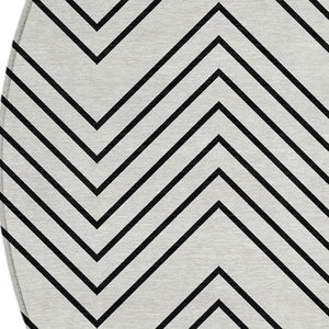 HomeRoots 8' Ivory and Black Round Geometric Area Rug - Washable, Durable, Stylish for Indoor & Outdoor Use 690101