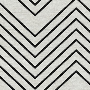 HomeRoots 8' X 10' Modern Ivory and Black Geometric Washable Area Rug for Indoor/Outdoor Spaces, Durable & Stylish 690102