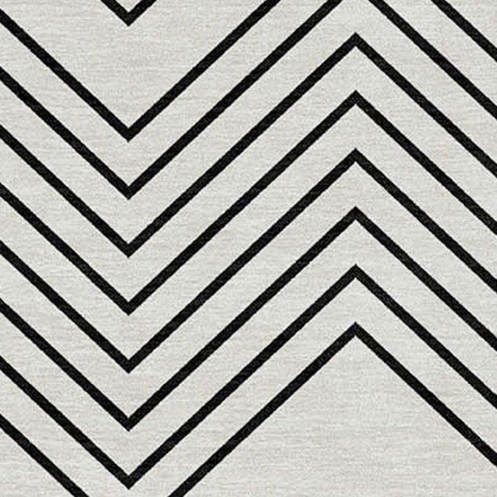 HomeRoots 9' X 12' Ivory And Black Geometric Area Rug - Washable, Stylish, Durable for Indoor & Outdoor Spaces 690103