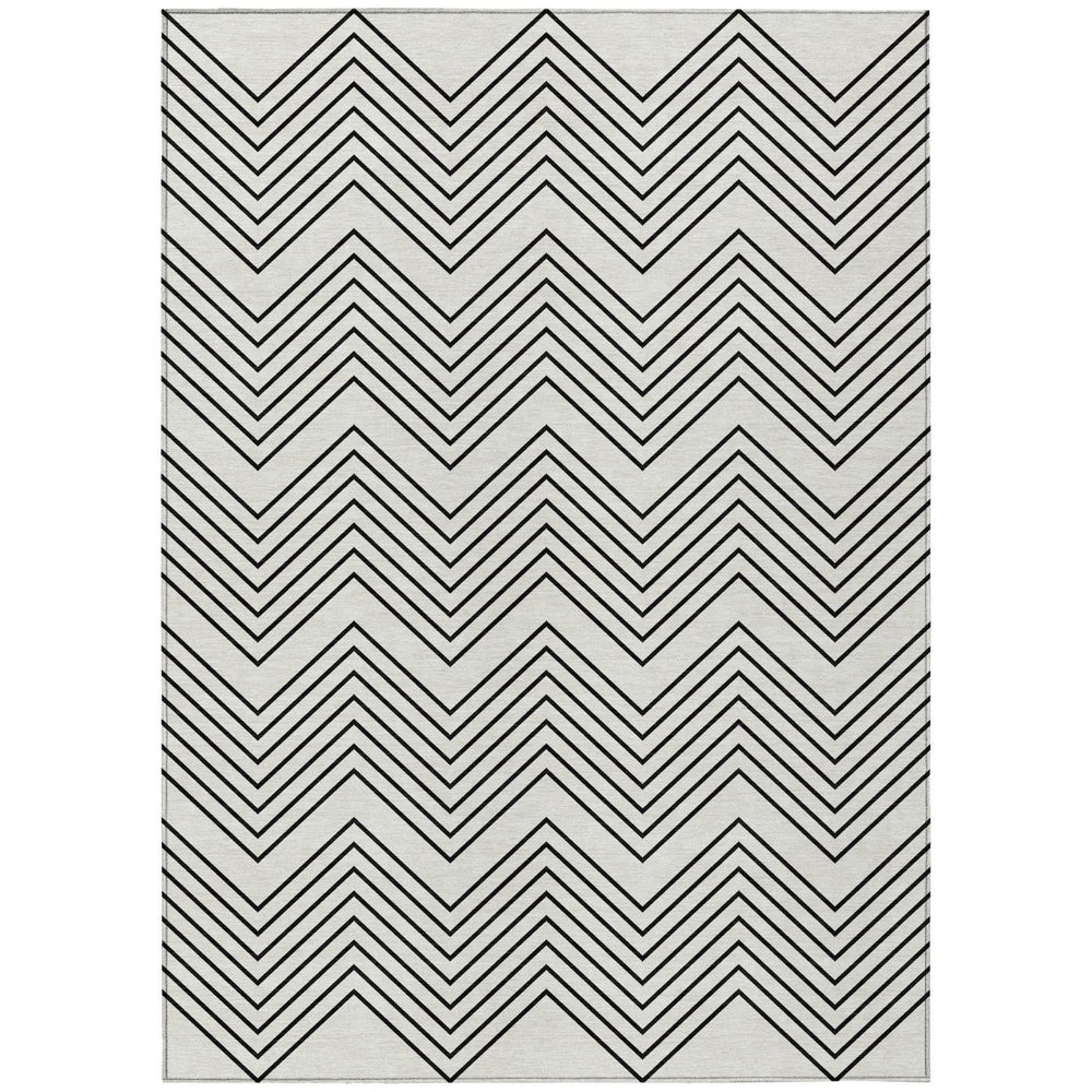 HomeRoots 10' Stylish Ivory and Black Geometric Washable Area Rug - Durable Indoor/Outdoor Design for Any Space 690104