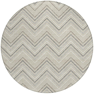 HomeRoots 8' Versatile Beige, Ivory & Gray Round Geometric Area Rug – Washable for Indoor/Outdoor Use! 690113