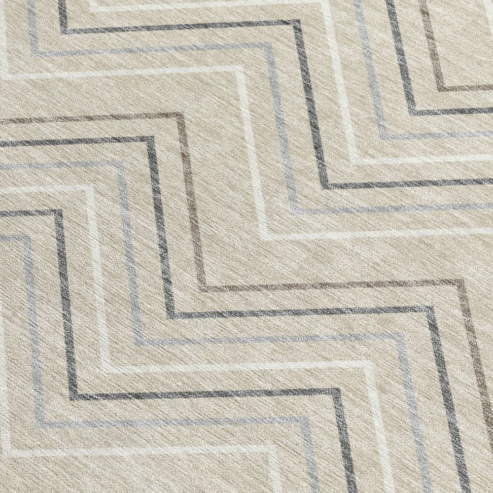 HomeRoots 8' X 10' Modern Geometric Washable Area Rug - Versatile Indoor/Outdoor Decor for High-Traffic Spaces 690114