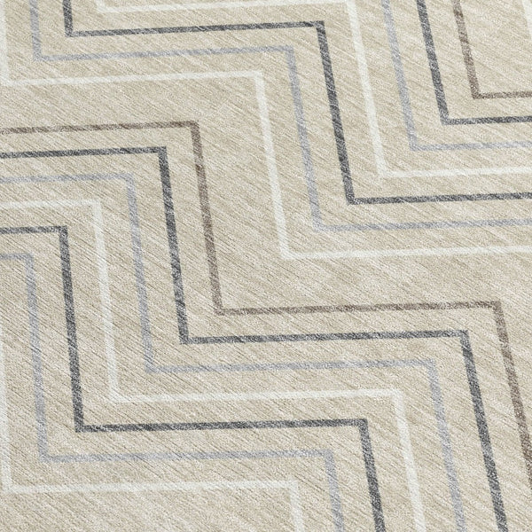 HomeRoots 8' X 10' Modern Geometric Washable Area Rug - Versatile Indoor/Outdoor Decor for High-Traffic Spaces 690114