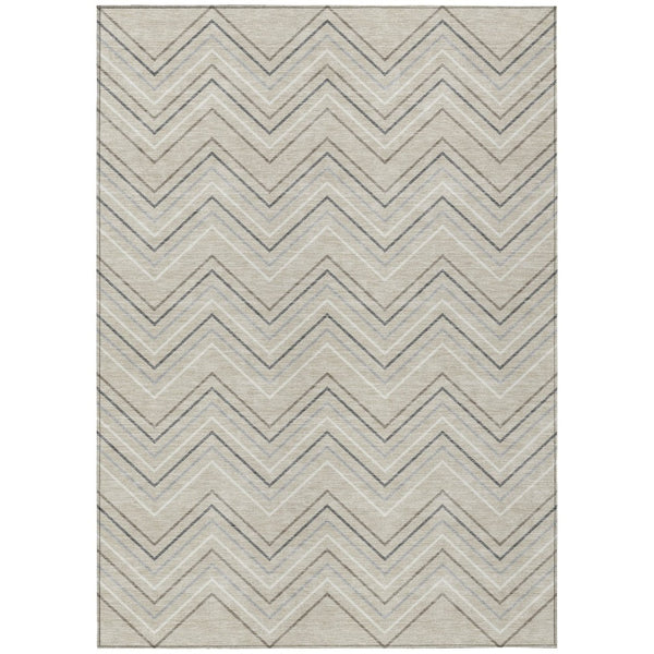 HomeRoots 8' X 10' Modern Geometric Washable Area Rug - Versatile Indoor/Outdoor Decor for High-Traffic Spaces 690114