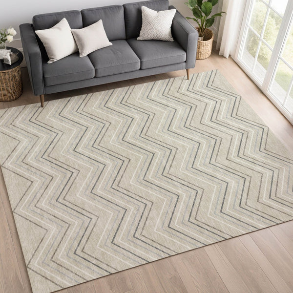 HomeRoots 8' X 10' Modern Geometric Washable Area Rug - Versatile Indoor/Outdoor Decor for High-Traffic Spaces 690114