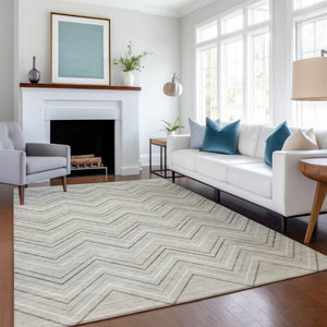 HomeRoots 8' X 10' Modern Geometric Washable Area Rug - Versatile Indoor/Outdoor Decor for High-Traffic Spaces 690114