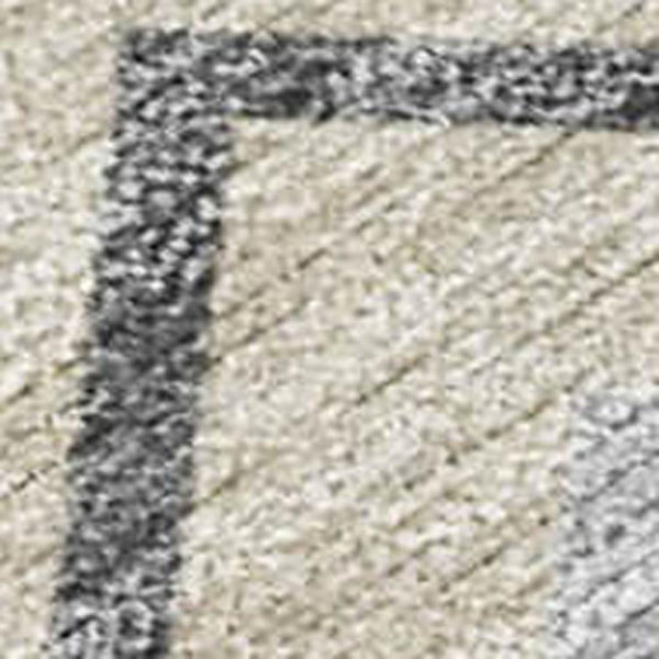 HomeRoots 9' Geometric Beige, Ivory & Gray Washable Area Rug - Stylish Indoor/Outdoor Durable Design for All Spaces 690115