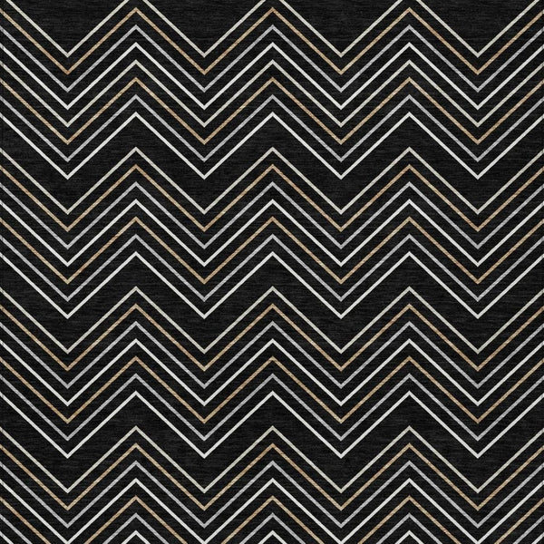HomeRoots 5' Modern Geometric Black Ivory and Copper Area Rug – Washable Indoor/Outdoor, Durable & Stylish! 690118