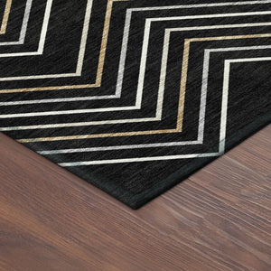 HomeRoots 8' Black, Ivory & Copper Round Area Rug - Stylish, Washable, Durable for Indoor & Outdoor Spaces 690119