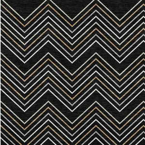 HomeRoots 8' X 10' Stylish Black, Ivory & Copper Geometric Washable Rug for Indoor & Outdoor Use - Durable! 690120