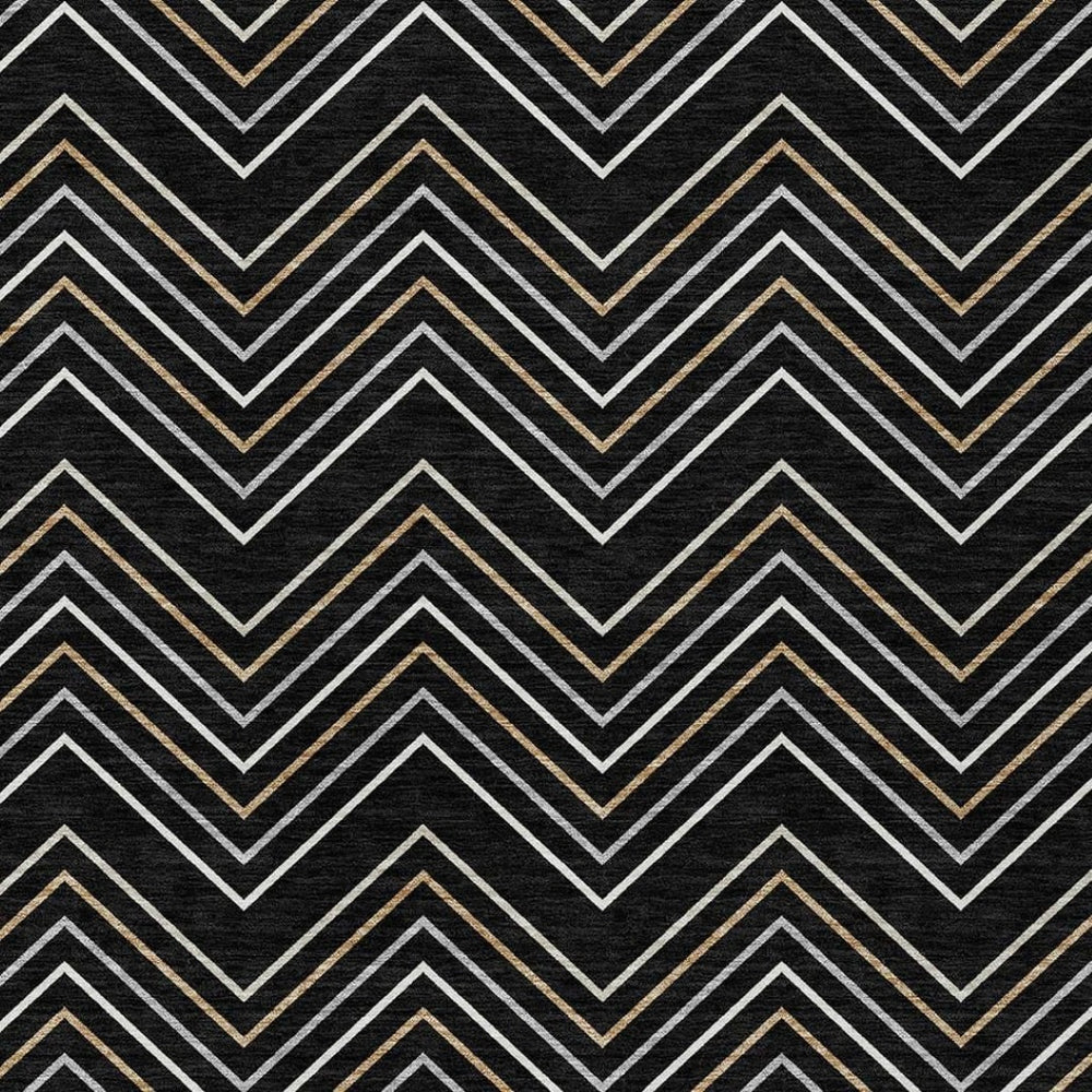 HomeRoots 9' X 12' Geometric Washable Area Rug in Black, Ivory & Copper – Stylish, Durable & Easy-Care Design 690121