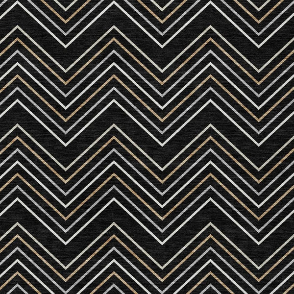 HomeRoots 9' X 12' Geometric Washable Area Rug in Black, Ivory & Copper – Stylish, Durable & Easy-Care Design 690121
