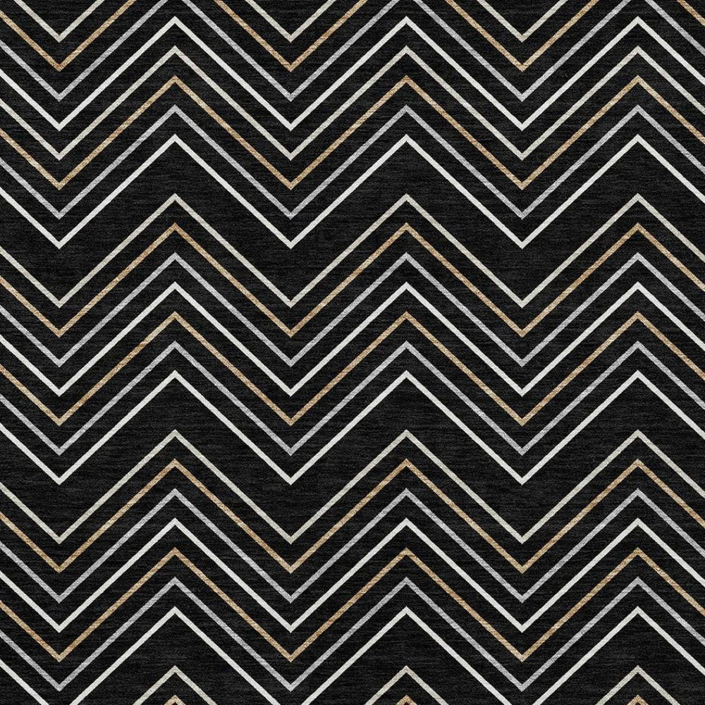 HomeRoots 10' Modern Geometric Black, Ivory & Copper Washable Area Rug - Durable Indoor/Outdoor Comfort & Style 690122