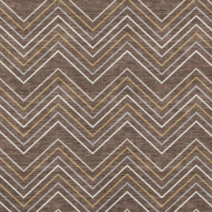 HomeRoots 5' Geometric Washable Area Rug in Brown, Ivory & Copper - Durable, Stylish for Indoor/Outdoor Use 690124
