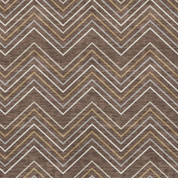 HomeRoots 8' X 10' Stylish Brown Ivory Copper Geometric Area Rug – Washable, Durable for Indoor & Outdoor Use 690126