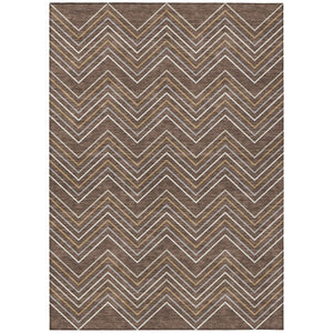 HomeRoots 8' X 10' Stylish Brown Ivory Copper Geometric Area Rug – Washable, Durable for Indoor & Outdoor Use 690126