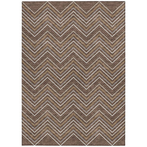 HomeRoots 9' X 12' Geometric Washable Area Rug in Brown, Ivory & Copper - Durable for Indoor/Outdoor Use! 690127
