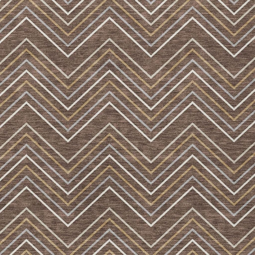 HomeRoots 10' Modern Brown Ivory Copper Geometric Washable Area Rug for Indoor & Outdoor Durability & Style 690128