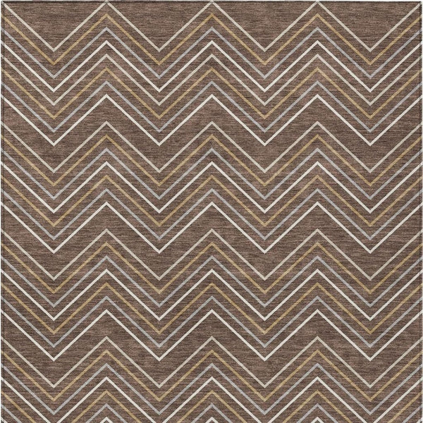 HomeRoots 10' Modern Brown Ivory Copper Geometric Washable Area Rug for Indoor & Outdoor Durability & Style 690128