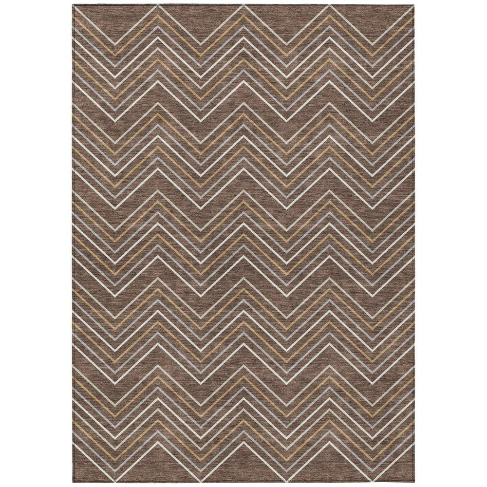 HomeRoots 10' Modern Brown Ivory Copper Geometric Washable Area Rug for Indoor & Outdoor Durability & Style 690128