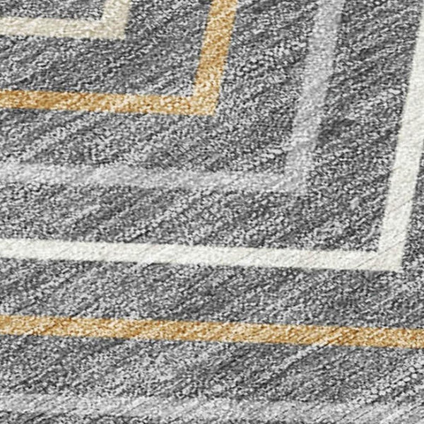 HomeRoots 8' X 10' Modern Geometric Washable Area Rug in Gray, Ivory & Gold - Ideal for Indoor & Outdoor Use! 690132