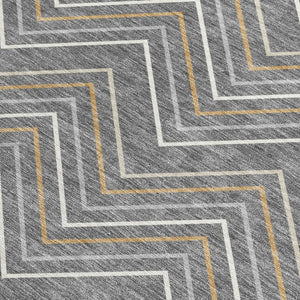 HomeRoots 10' Geometric Washable Area Rug in Gray, Ivory & Gold – Stylish Indoor/Outdoor Design for All Spaces 690134