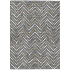 HomeRoots 10' Geometric Washable Area Rug in Gray, Ivory & Gold – Stylish Indoor/Outdoor Design for All Spaces 690134
