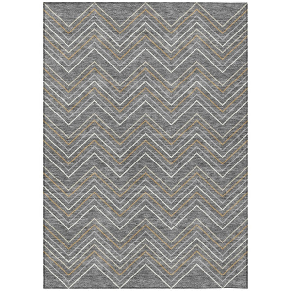 HomeRoots 10' Geometric Washable Area Rug in Gray, Ivory & Gold – Stylish Indoor/Outdoor Design for All Spaces 690134