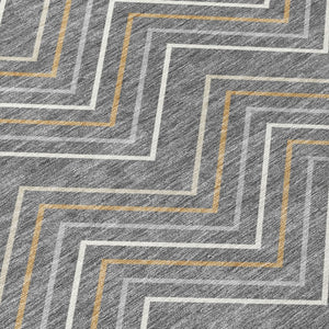 HomeRoots 10' Geometric Washable Area Rug in Gray, Ivory & Gold – Stylish Indoor/Outdoor Design for All Spaces 690134