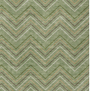 HomeRoots 5' Stylish Green Ivory Brown Geometric Washable Area Rug - Perfect for Indoor & Outdoor Spaces! 690136