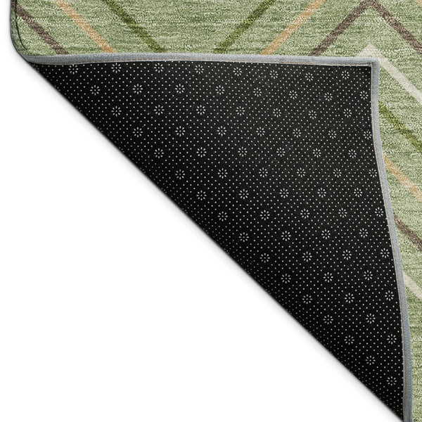 HomeRoots 8' Round Geometric Area Rug - Stylish Green, Ivory & Brown Design for Indoor/Outdoor Spaces 690137