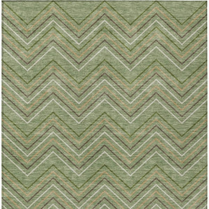 HomeRoots 8' X 10' Geometric Washable Area Rug in Green, Ivory & Brown – Durable Indoor/Outdoor Style Solution 690138