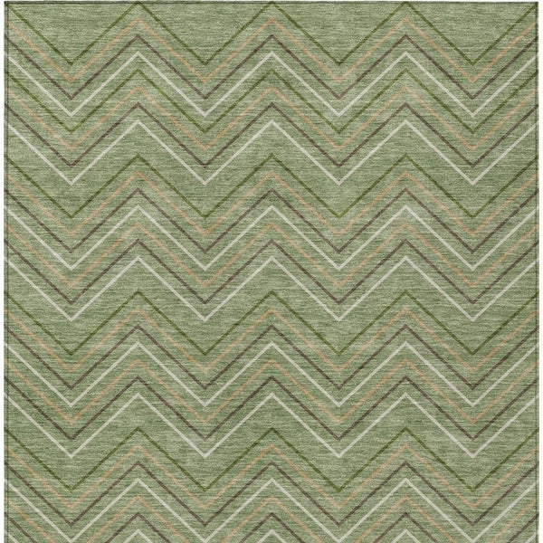 HomeRoots 8' X 10' Geometric Washable Area Rug in Green, Ivory & Brown – Durable Indoor/Outdoor Style Solution 690138