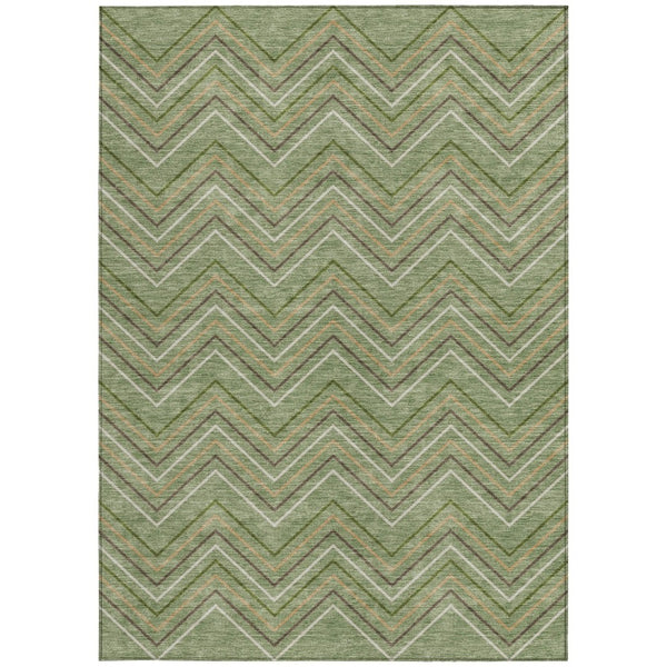 HomeRoots 8' X 10' Geometric Washable Area Rug in Green, Ivory & Brown – Durable Indoor/Outdoor Style Solution 690138