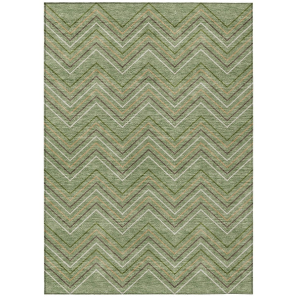 HomeRoots 8' X 10' Geometric Washable Area Rug in Green, Ivory & Brown – Durable Indoor/Outdoor Style Solution 690138