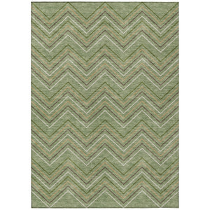 HomeRoots 9' Modern Geometric Washable Indoor/Outdoor Area Rug in Green, Ivory & Brown for Versatile Spaces 690139
