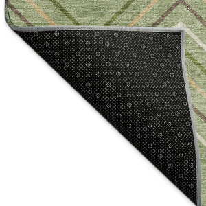 HomeRoots 9' Modern Geometric Washable Indoor/Outdoor Area Rug in Green, Ivory & Brown for Versatile Spaces 690139
