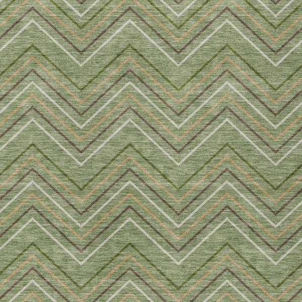 HomeRoots 10' Geometric Washable Area Rug in Green, Ivory & Brown - Perfect for Indoor & Outdoor Spaces! 690140