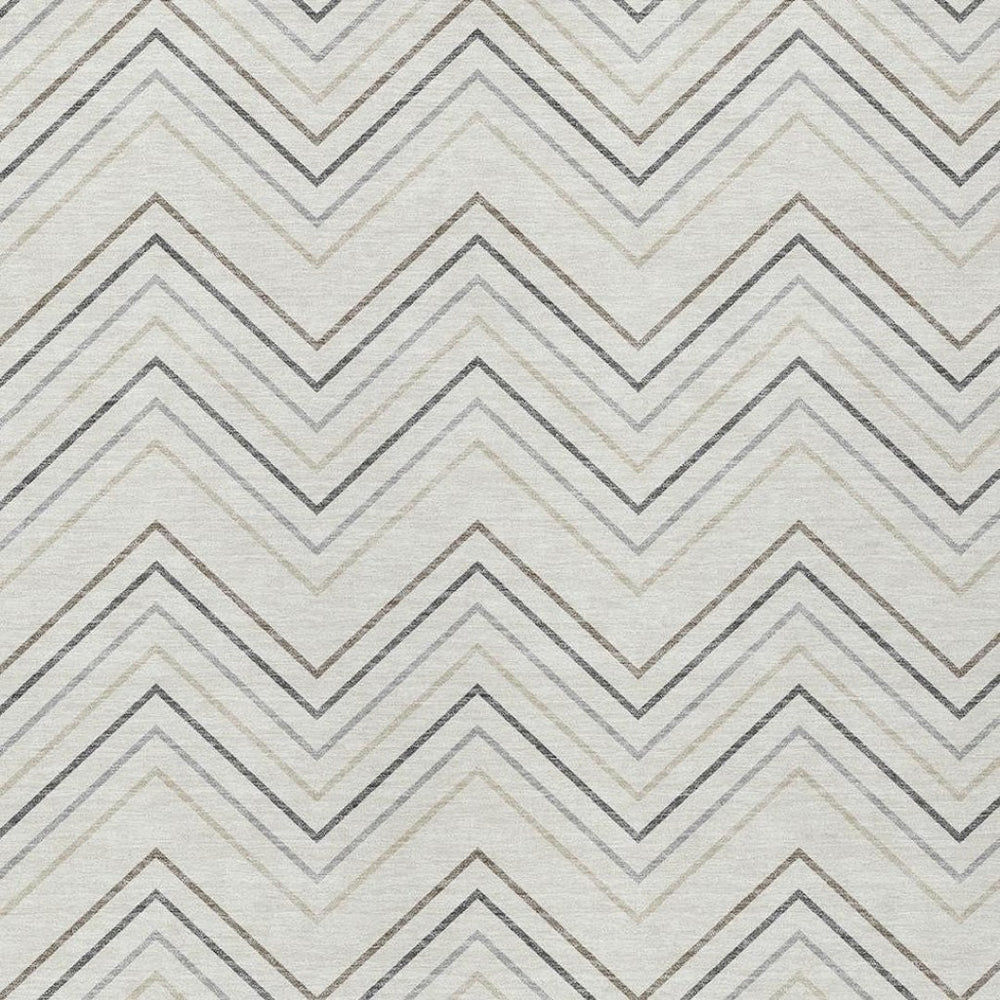 HomeRoots 8' X 10' Washable Indoor/Outdoor Area Rug - Modern Ivory, Gray & Taupe Geometric Design for Versatile Use 690144