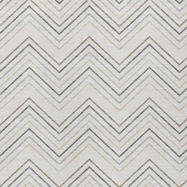 HomeRoots 8' X 10' Washable Indoor/Outdoor Area Rug - Modern Ivory, Gray & Taupe Geometric Design for Versatile Use 690144